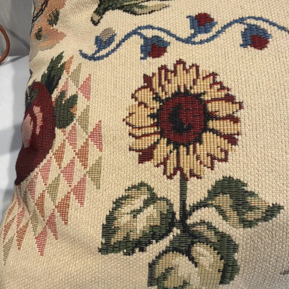 Vtg Farm Scene‎ Tapestry Pillow 15